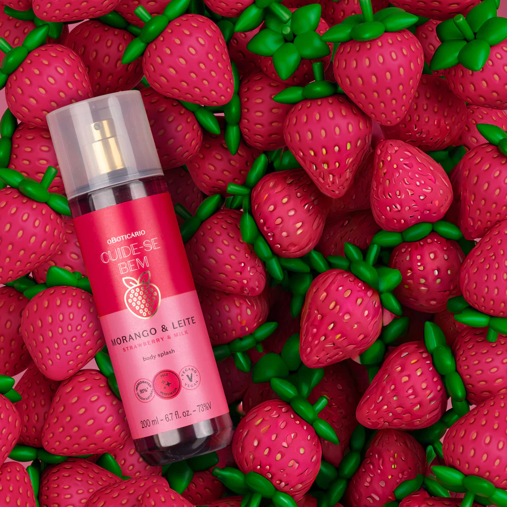 Body Splash Cuide-se Bem Morango e Leite 200ml - Image 4