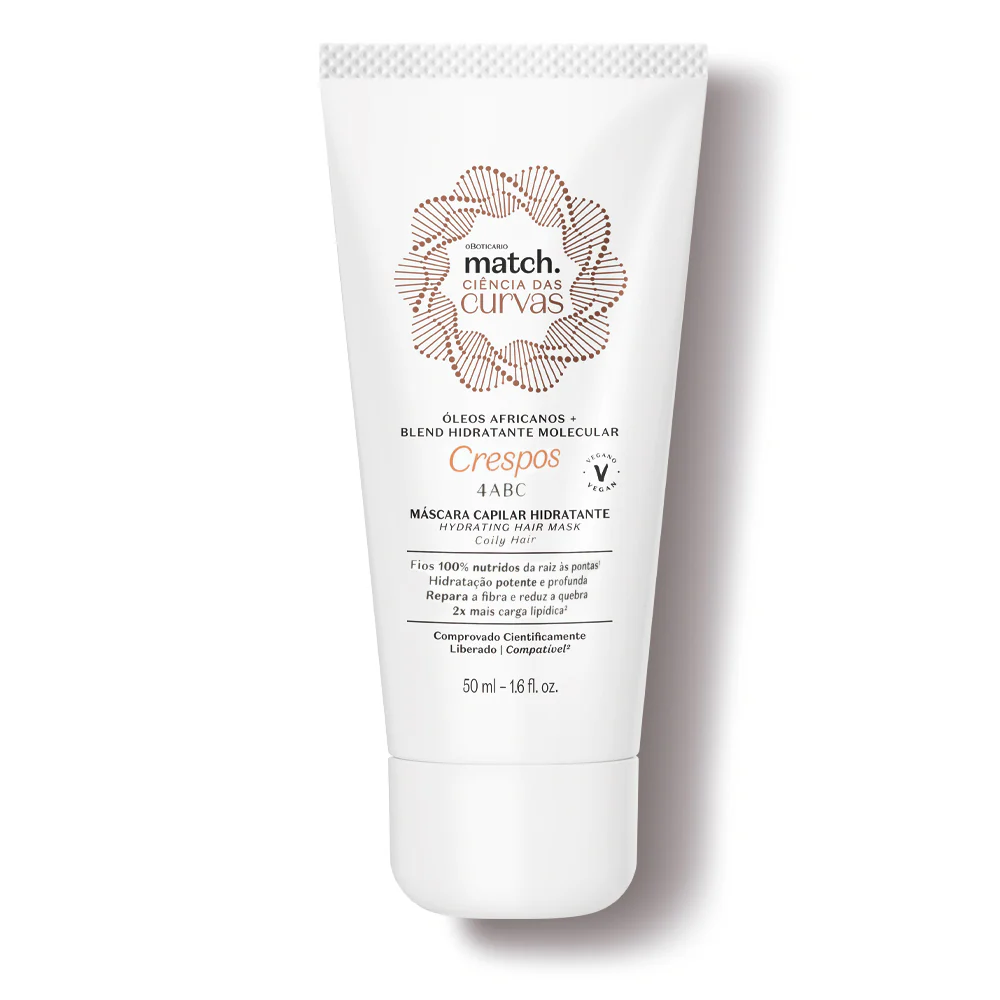 Máscara Capilar Hidratante Cabelos Crespos Match Ciência das Curvas, 50ml